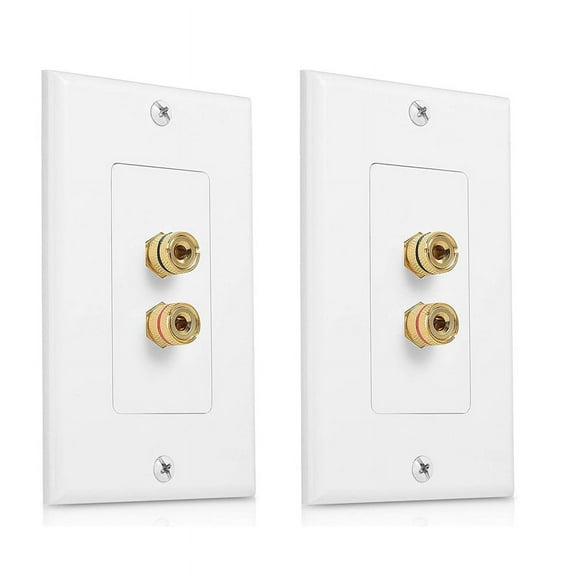 4 Posts Speaker Wall Plate Home Theater Wall Plate Audio Panel for 1 Speakers,2 * Speaker Wall Plate 2 * Screw Bag,white & gold