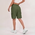 thumbnail image 5 of HKYNLAG Women's Bermuda Long Shorts with Pockets Elastic Waisted Knee Length Shorts for Women Walking Athletic Lounge Dark Green XL, 5 of 6
