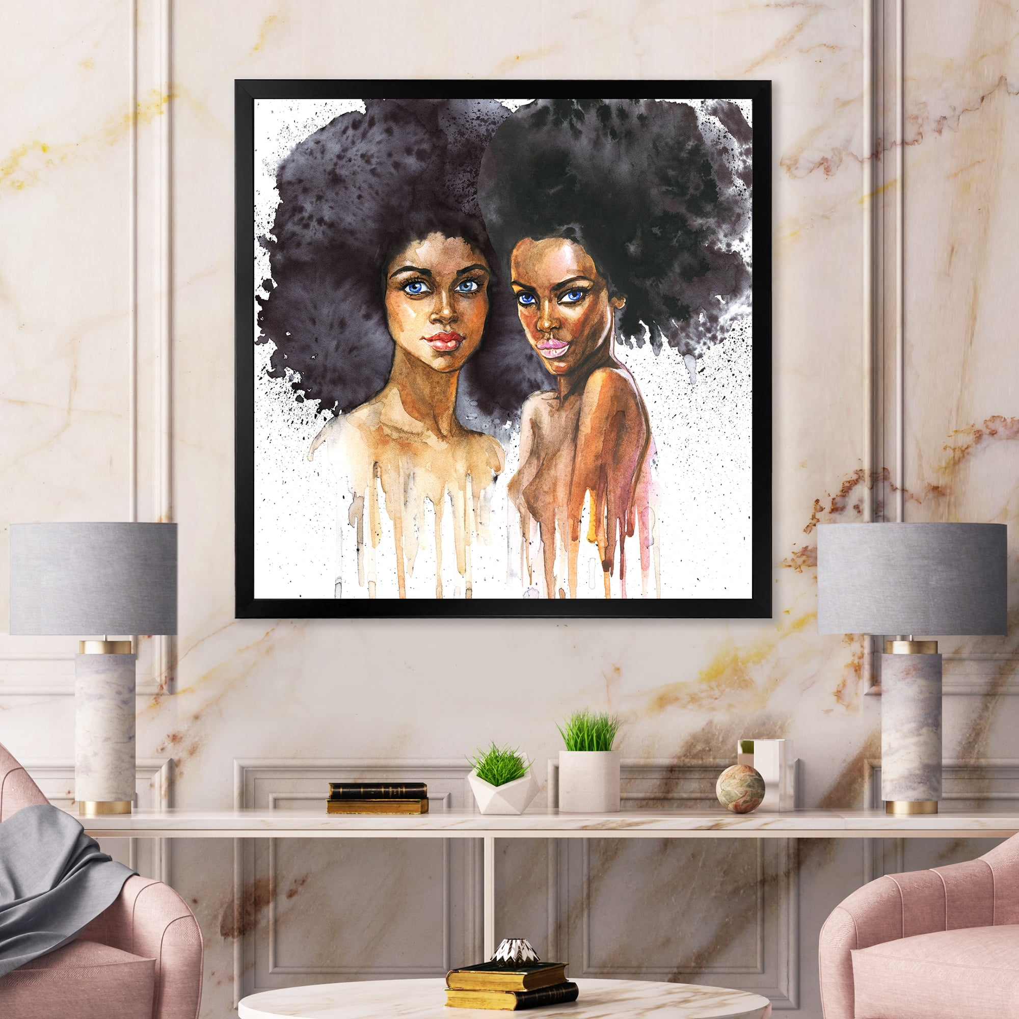 Designart 'Portrait of Two African American Women' Modern Framed Art Print
