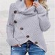 thumbnail image 1 of Suéter de cuello alto de cinco botones de otoño e invierno europeo y americano, suéter de mujer de color sólido, suéter de manga larga, 1 of 6