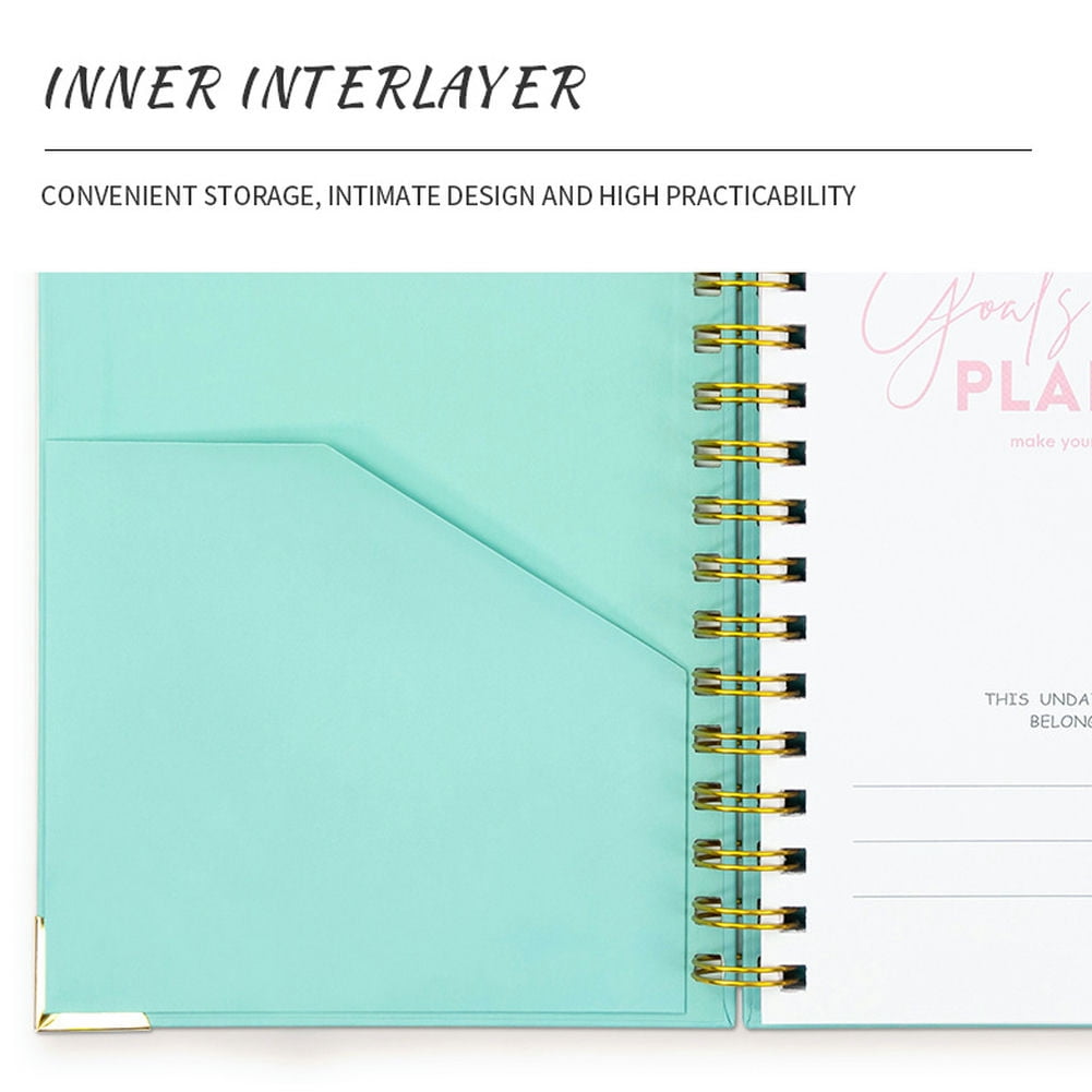 CSCHome Durable Planner 2023-2024, Coil A5 Notebook, 2023-2024 Weekly & Monthly Planner with Metal Corner Protectors, Flat 180° Spreadable for Daily Use