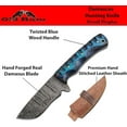 thumbnail image 2 of Old Ram Damascus Skinner Knife with Leather Sheath - 9" Twisted Blue Wood Hunting Knife, 2 of 5