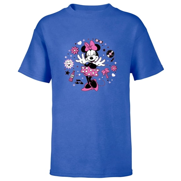 Disney Minnie Mouse Retro Vinyl Summer - Short Sleeve T-Shirt for Kids - Customized-Royal