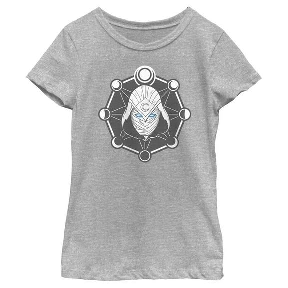 Girl's Marvel: Moon Knight Mask and Moon Phases Graphic Tee Athletic Heather Large