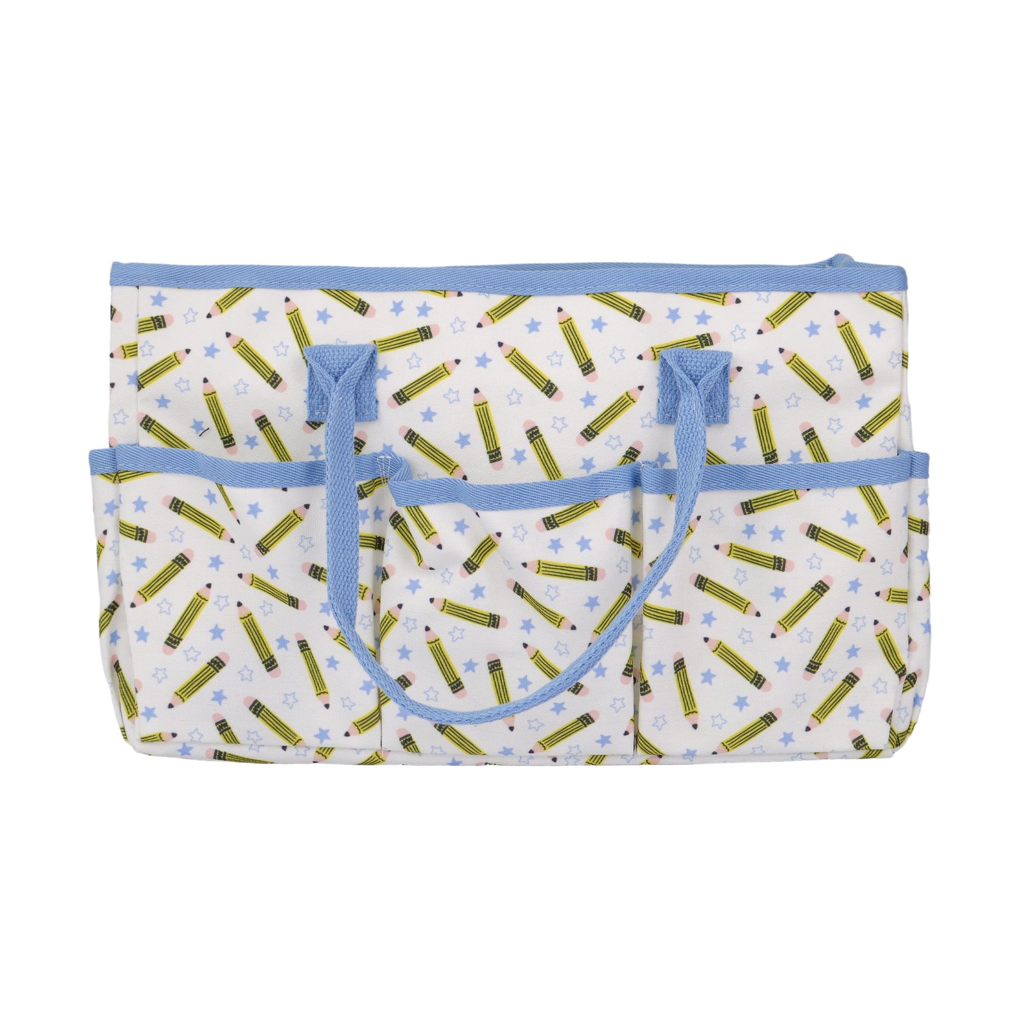 Pen+Gear Teacher Tote Organizer with 5 Side Pockets, Pencils Design