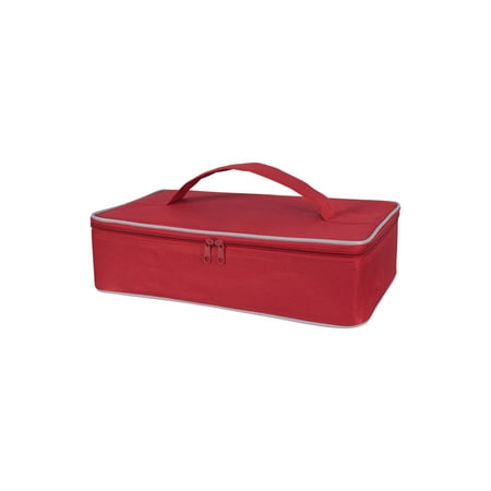 KAF Home Portable Insulated Casserole Dish Carrier with Handle, Red, 3.5 x 14.5 x