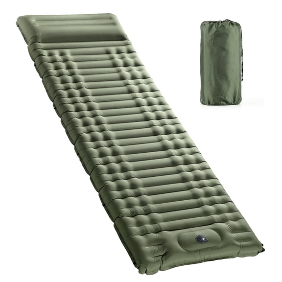 Aship 4.7" Thick Sleeping Pad for Camping, 500 lbs Camping Mattress with Foot Pump & Pillow, Upgraded Support Sleeping Mat Camping for Hiking Tent Backpack, 40D Nylon TPU Coating, Single, Green