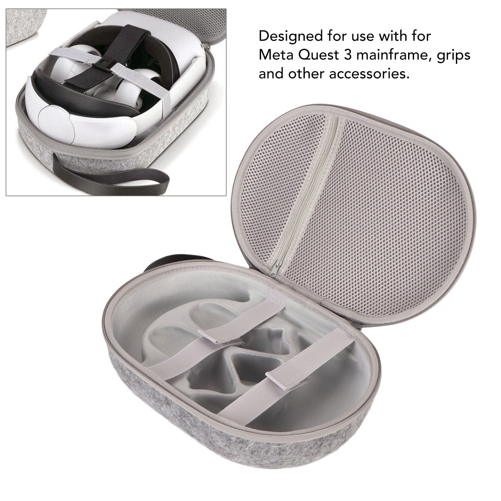 JSVER Étui Voyage pour Meta Quest 3/Quest 3S/Quest 2 Étui Rigide Boîte de Transport pour Virtual Reality Headset avec Bandoulière pour Quest 3/Quest 2,Pas pour Le Sangle élite-Nior