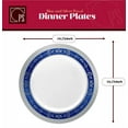 thumbnail image 4 of Posh Setting Royal Collection White Plastic Plates With Silver & Royal Blue Plastic Plates Design (Includes 20 10.25'' Dinner Plates and 20 7.25'' Salad Plates) Fancy Disposable Dinnerware, 4 of 5