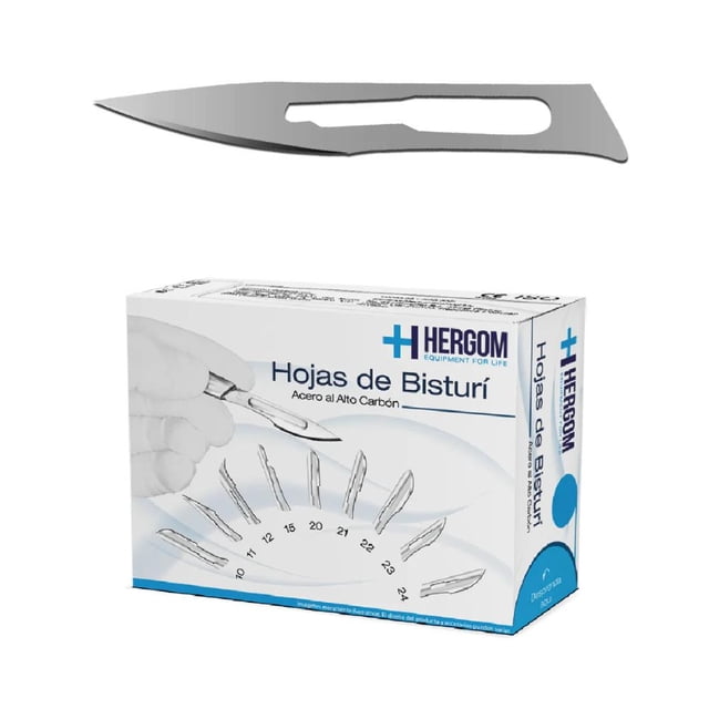 Hojas P/ Bisturí No. 11 Hergom Alto Carbón 100 Piezas