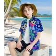 thumbnail image 4 of Aridak Boy's Button Down Hawaiian Shirts Short Sleeve Cool Cartoon Print Tops for 7-14 Years, 4 of 7