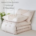 thumbnail image 6 of RYNGHIPY Jacquard Tufts Bedding Set Queen Size 3 Pcs Bohemian Geometric Cream Quilt Sets Soft Lightweight Microfiber Bed Comforter Set for All Seasons (Queen,Cream Beige), 6 of 8