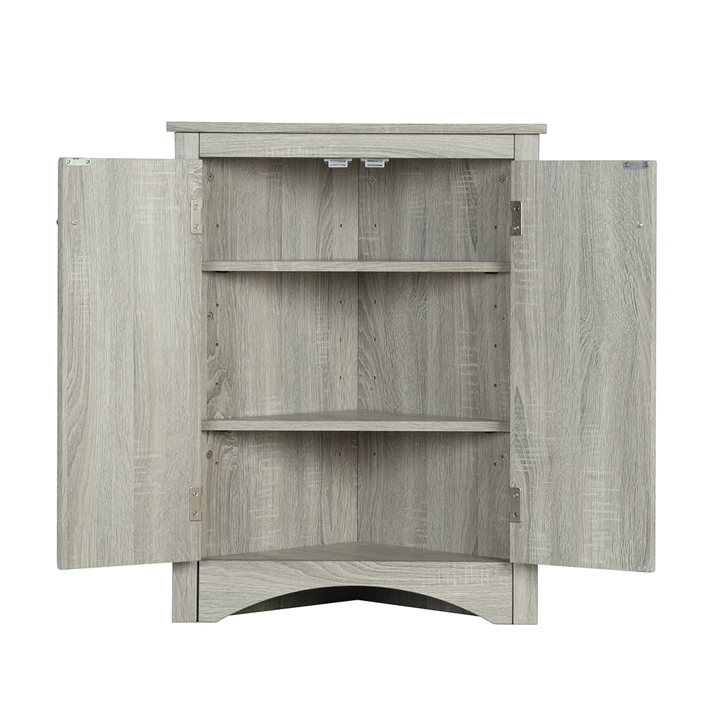 Kepooman Triangle Bathroom Floor Cabinet, Free Standing Wooden Storage Organizer with Adjustable Shelves, Multiple Tiers Storage Living Room Cabinet for Home, Oak Kepooman Triangle Bathroom Floor Cabinet, Free Standing Wooden Storage Organizer with Adjustable Shelves, Multiple Tiers Storage Living Room Cabinet for Home, Oak