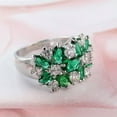 thumbnail image 5 of Blue Zircon Green Flower Band Women's White Gold Filled Wedding Ring Size 6-10, 5 of 5