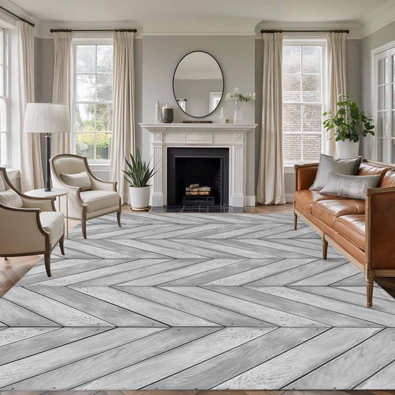 Gray Wood Grain Area Rug 8x10 Washable Rug Non Slip Retro Minimalist Geometric Art Large Area Rug Soft Stainresistant Indoor Floor Carpet for Living Room Bedroom Home Office Dining Room Nursery