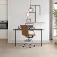 thumbnail image 2 of 2xhome Set of 2 Modern Drafting Chair | Upholstered PU Leather Ribbed Armless Mid Back with Tall Adjustable Base & Leg Rest Swivel, Home, Executive, Conference, Meetings (Beige), 2 of 11