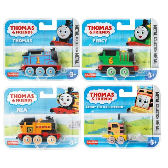 Fisher-Price Thomas and Friends Metal Diecast Engines Set of 4 with Thomas, Nia, Percy and Sandy The Rail Speeder