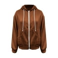 thumbnail image 2 of Zip Up Hoodie Women Plain Fleece Lined Sweatshirts Autumn/Fall Hooded Jackets Solid Color Sweatshirtss Long Sleeve Tops Casual Sweaters Sportswear Lightweight Hoody with Pockets Size 8-16, 2 of 3