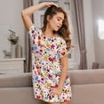thumbnail image 3 of Kdxio Cute Butterfly Flowers Pattern Womens Short Sleeve Sleepshirt Scoopneck Cute Nightdress Ruffle Comfy Nightgown, 3 of 6