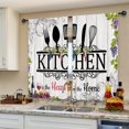 thumbnail image 4 of Wine Grapes Kitchen Curtains Short Small Rustic Purple Fruit Wooden Barn Fork and Spoon Rod Pocket Farmhouse Funny Quotes Bedroom Living Room Treatment Fabric 2 Panels 27.5Wx39H Inch, 4 of 6