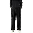 thumbnail image 5 of Dagegui Men's Convertible Adjustable Cargo Pants Cotton Outdoor Hiking Pant Stretch Straight Leg Trousers with Pockets Casual Loose Sport Long Pant Today Sales Black,XXL, 5 of 8