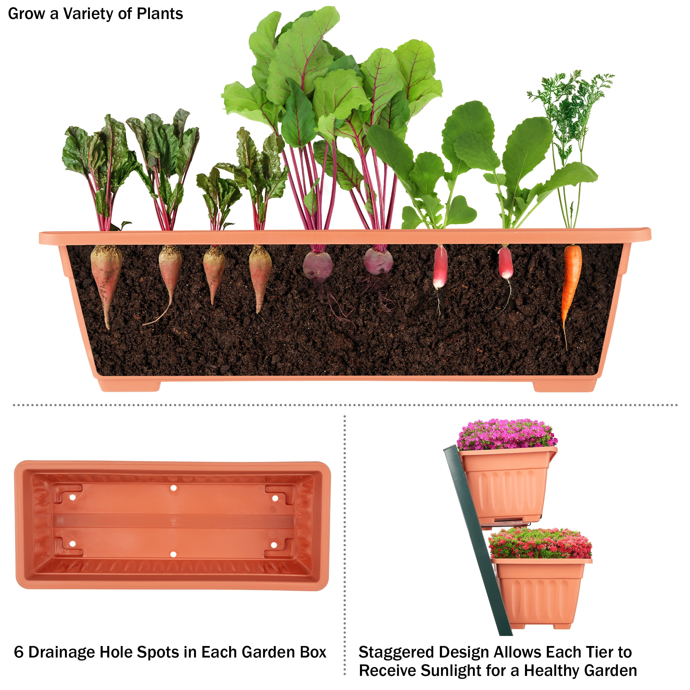 Pure Garden 5 Tier Vertical Planter Raised Garden Beds, Terracotta
