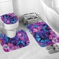 thumbnail image 3 of Purple Rose Butterflies Bathroom Shower Curtains Accessories Set, Delicate Flower Shower Curtain Sets with Non-Slip Rugs,Toilet Lid Cover, Bath Mat and Hooks, Durable Bathroom Shower Curtain Sets, 3 of 7