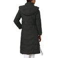thumbnail image 3 of INSPIRE CHIC Women's Winter Long Puffer Coat Hooded Zip Up Down Jackets Outerwear M Black, 3 of 6