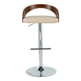 thumbnail image 5 of LumiSource Chrome Metal, Walnut Wood, Cream PU Grotto Adjustable Barstool - Set of 2, 5 of 9