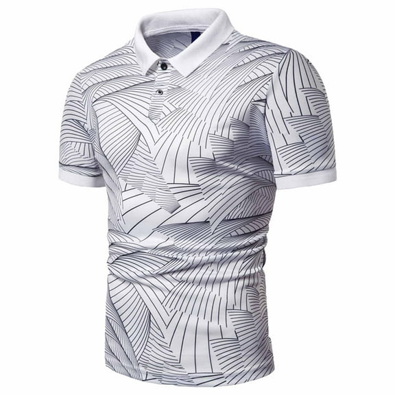 IROINNID Men's Printed Lapel Zip Casual Short Sleeve Beach Shirt