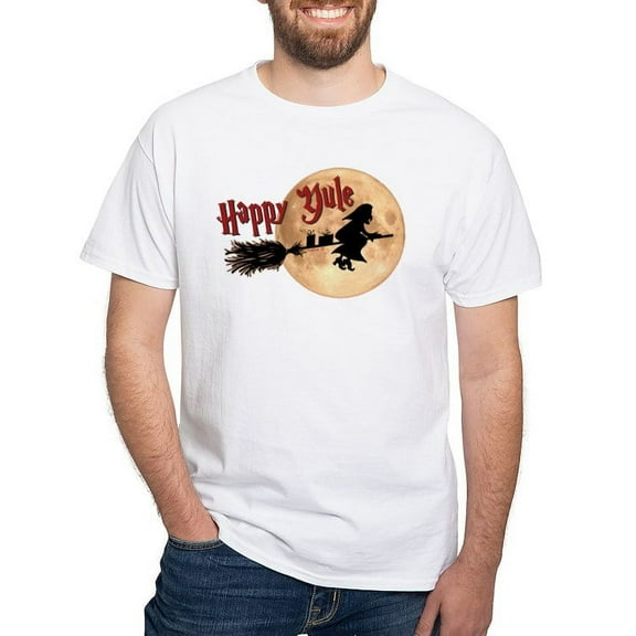 CafePress - Happy Yule T Shirt - Men's White Classic Cotton T-Shirts