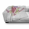 thumbnail image 2 of Romantic Soft Flannel Fleece Blanket, Love Lettering Heart and Tulip Lily Flower Bouquets Anniversary Doodle Composition, Cozy Plush for Indoor and Outdoor Use, 50" x 70", Multicolor, by Ambesonne, 2 of 5