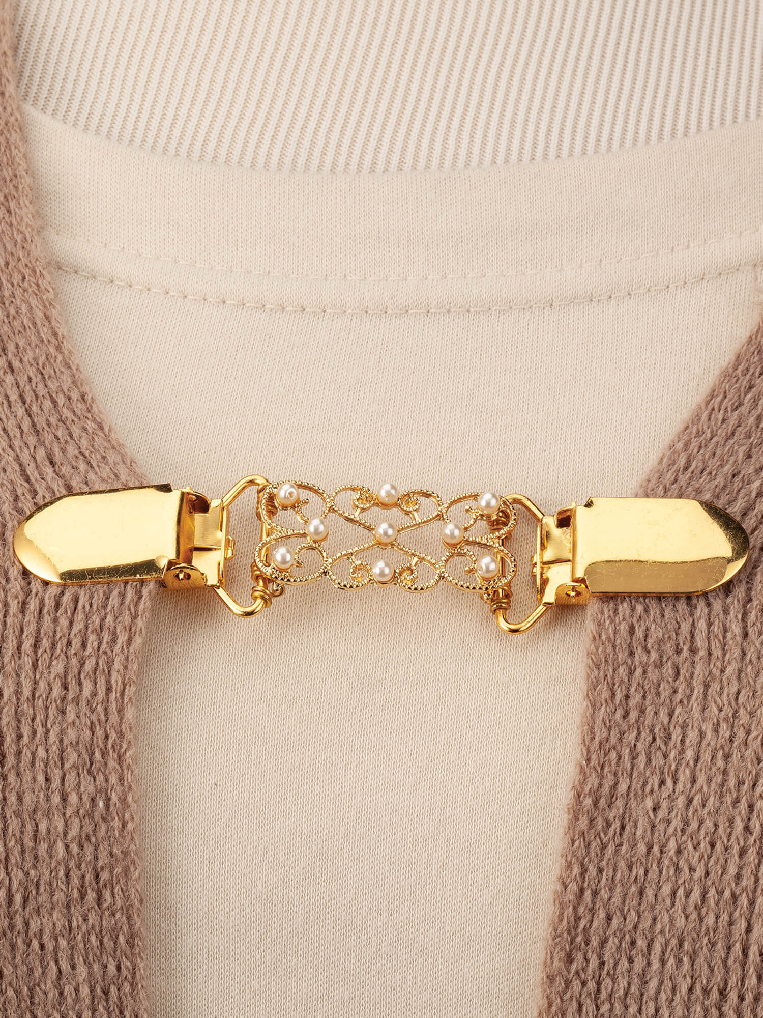 Decorative Sweater Goldtone Clasp