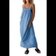 thumbnail image 1 of Vestido de Algodón de Verano para Mujer, Estilo Bohemio, Informal, con Tirantes Finos Ajustables, Espalda Descubierta y Volantes, Corte Holgado y Fluido. Azul L, 1 of 8