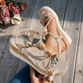 thumbnail image 4 of Bohemian Espadrilles for Women Braided Strappy Platform Wedge Sandals Open Toe T-Strap Beaded Slingback Heels Beige Size 6, 4 of 8