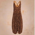 thumbnail image 2 of Women's Jumpsuits Racerback Harem Jumpsuit Spaghetti Straps Vintage Paisley Overalls Boho Print Romper Long Playsuit Strapless Sleeveless Jumpsuit Brown XXXXL, 2 of 4