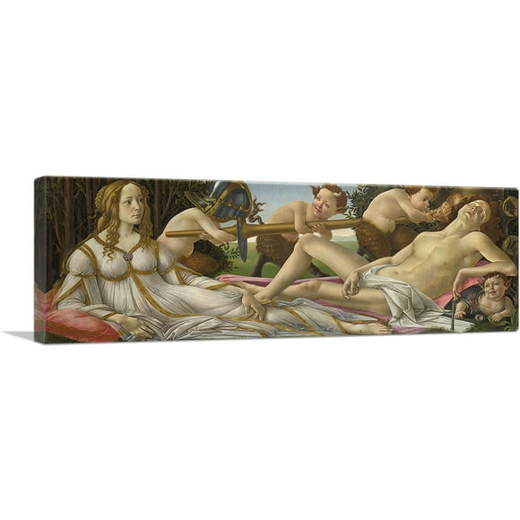 ARTCANVAS Venus and Mars 1480 Canvas Art Print by Sandro Botticelli - Size: 36" x 12" (1.50" Deep)
