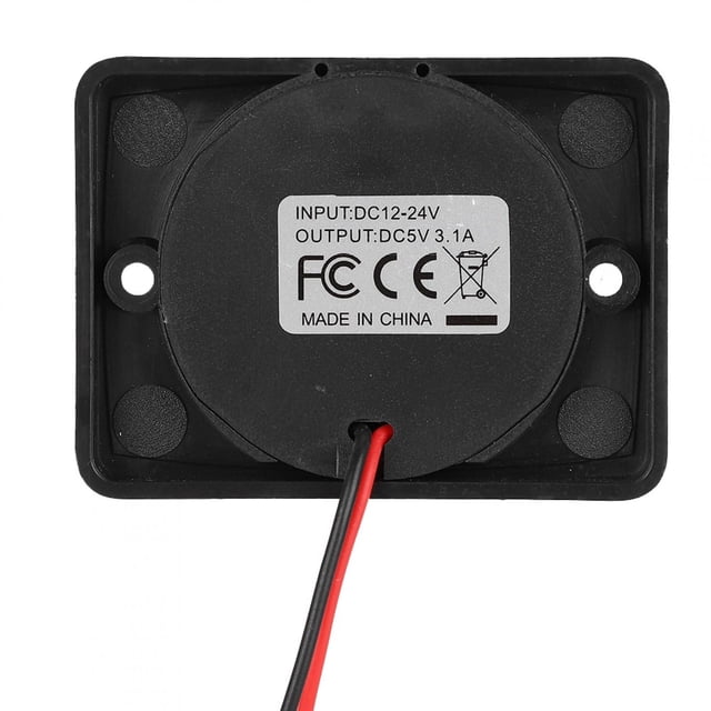 3.1A USB , Dual USB -25 Degrees Celsius -80 Degrees Celsius Black DC12V/24V USB Port Power For Ships Yachts, RVs, Buses