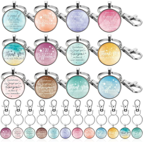 48 Pcs Employee Appreciation Gifts Christmas Thank You Keychain Bulk for Christmas Coworker Team Staff