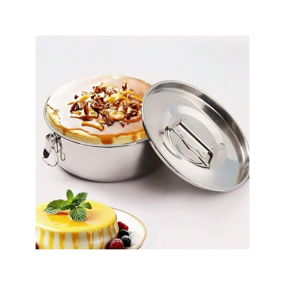 Flan Pan with Lid, Stainless Steel Custard Pan, Compatible with 8, 10, 12 Qt Pot, Round Fluted Tart Pan, Oven Safe Baking Dish.