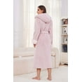 thumbnail image 3 of Heartnice Womens Hooded Plush Long Robe, Soft Warm Fleece Bathrobe for Women Fluffy Cute Spa Robe（ Light Pink, L/XL）, 3 of 5