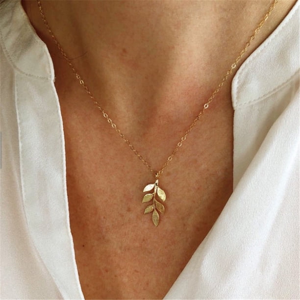 Collar para mujer, joyería para mujer, collar largo con colgante de hoja, tendencia de temperamento, cadena de clavícula, collar de pareja