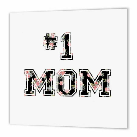 3dRose #1 Mom - Number One Mom in black and pink floral print for worlds greatest and best Mothers day, Iron On Heat Transfer, 6 by 6-inch, For White (Best Iron In The World)