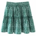 thumbnail image 3 of Qiopertar Jupe Courte Plissée à Lacets à Volants Imprimée Décontractée pour Femmes Offres de la Semaine Liquidation à Moins de 5$ jusqu'à 90 % de Réduction, 3 of 9