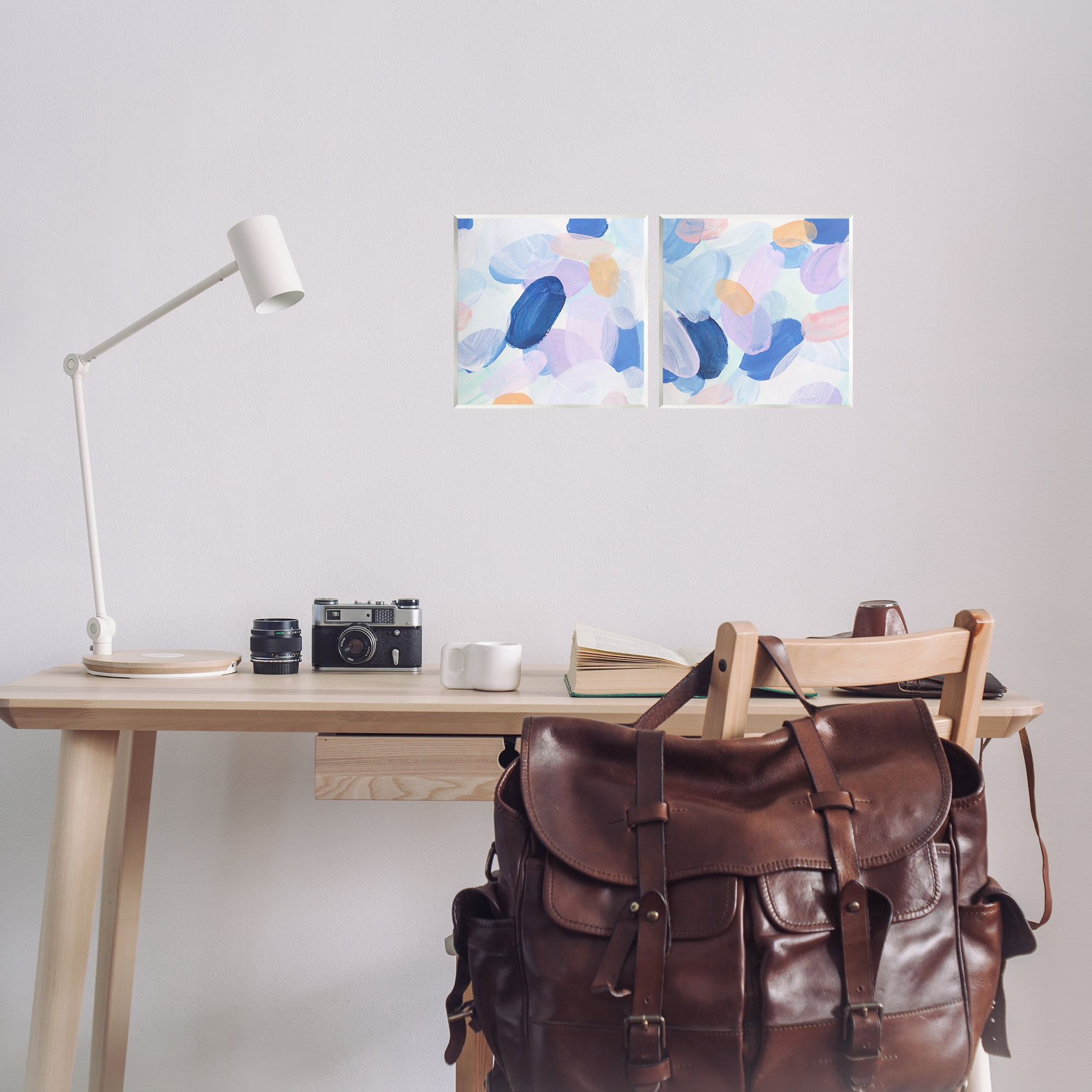 Stupell Industries Oval Lavender Blue Abstract Abstract Painting Unframed Art Print Wall Art, 12 x 12, Set of 2
