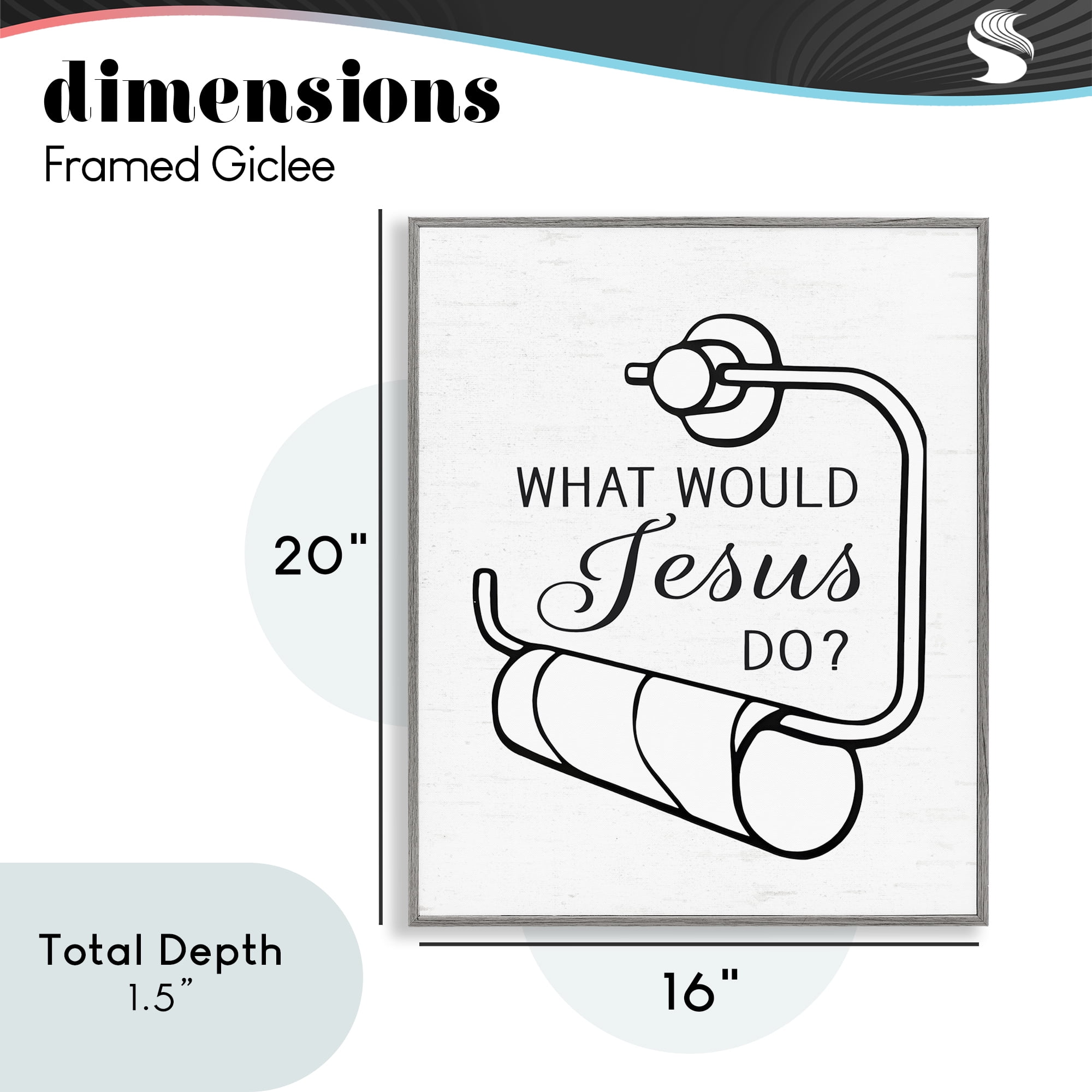 What Would Jesus Do Toilet Paper Gray Framed Giclee Art, design by Lettered and Lined
