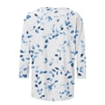 thumbnail image 5 of Craaazy T-Shirts Graphiques pour Femmes Grande Taille Coupe Ample Couleur Unie Col Rond Style Décontracté Manches 3/4 T-shirt à Imprimé Floral pour Usage Quotidien, Vacances, Sorties, 5 of 5