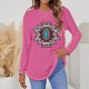 thumbnail image 2 of Camiseta de moda sexy informal para mujer, blusa estampada de manga larga con cuello redondo y fruncido Pompotops FGAJ7279, 2 of 5