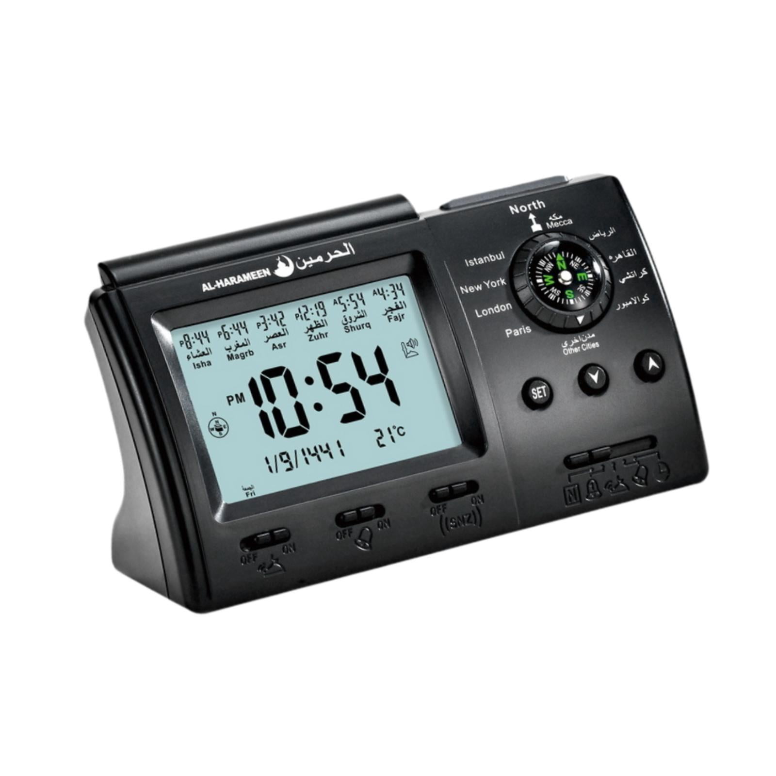 Esquirla Azan Alarm Clock Date Azan Athan Prayer Clock for Living Room Indoor Bedroom Black