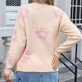 thumbnail image 5 of Womens Sweaters Plus Size Long Sleeved Round Neck Flower Embroidered Sweater Pink L, 5 of 6